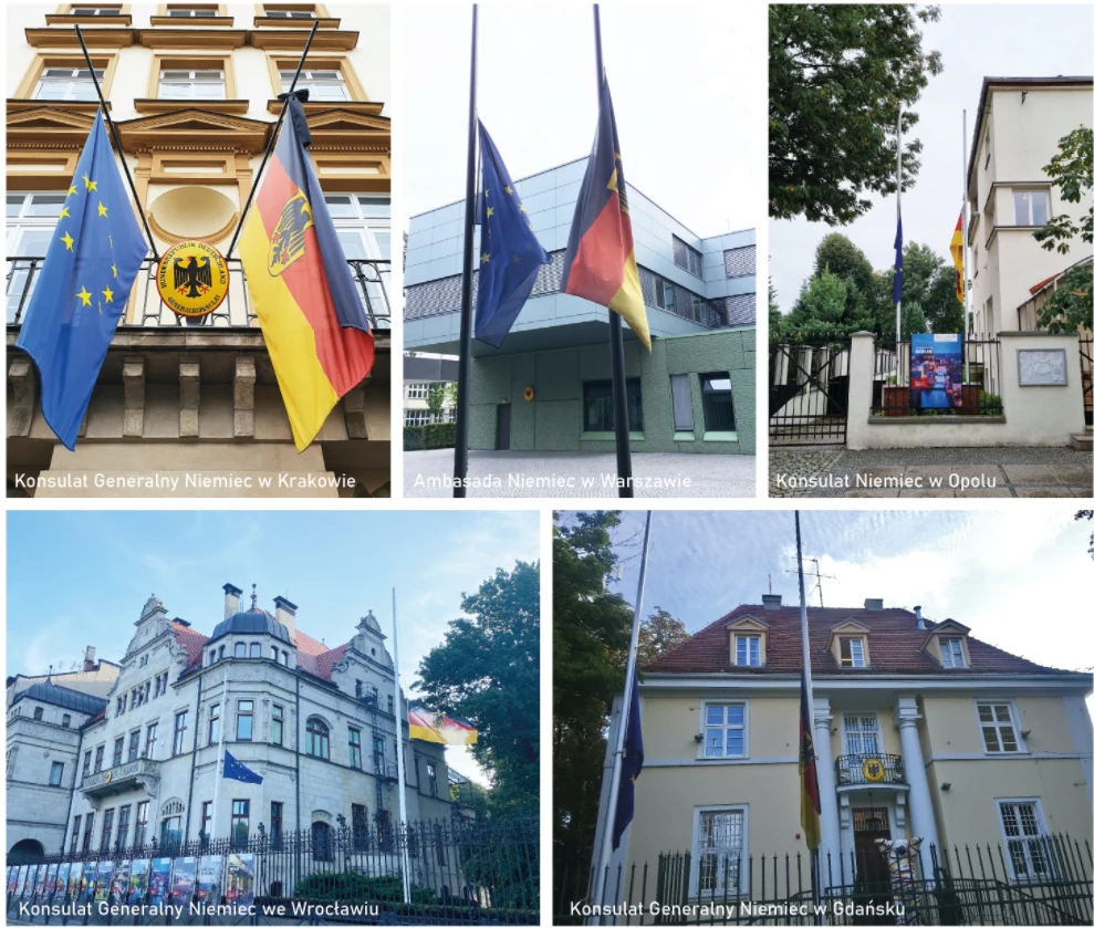 Przedstawicielstwa Niemiec w Polsce opuściły dziś flagi Przedstawicielstwa Niemiec w Polsce opuściły dziś flagi