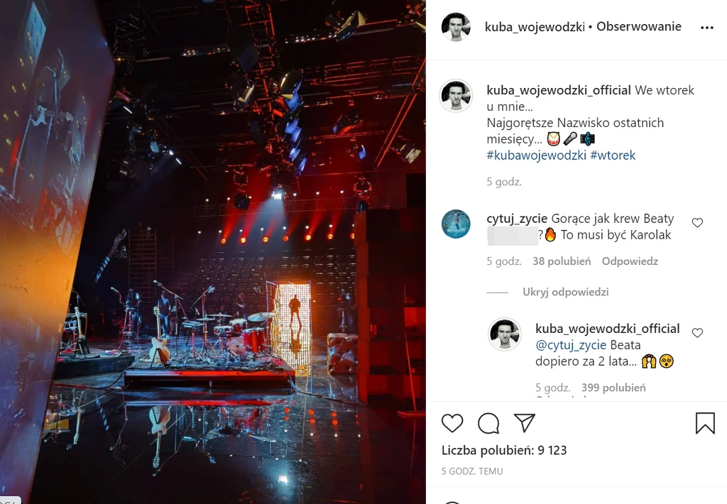 Zdjęcie pochodzące z Instagrama Kuby Wojewódzkiego Zdjęcie pochodzące z Instagrama Kuby Wojewódzkiego