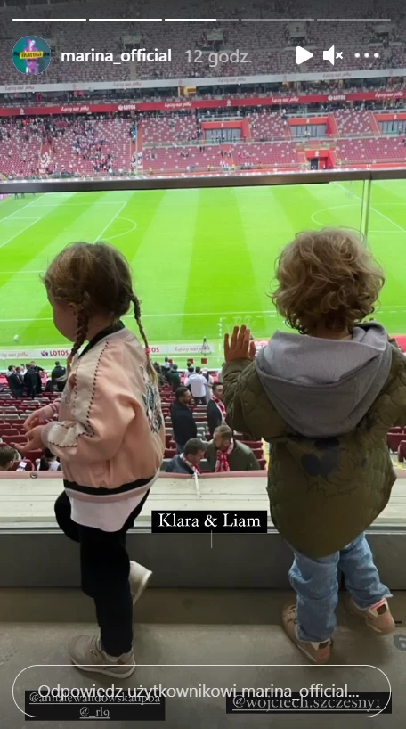 Liam Szczęsny i Klara Lewandowska na meczu Polska-Albania /https://www.instagram.com/marina_official/ Liam Szczęsny i Klara Lewandowska na meczu Polska-Albania /https://www.instagram.com/marina_official/