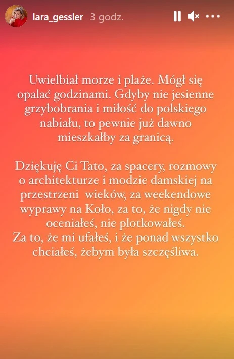 Lara Gessler podziękowała tacie Lara Gessler podziękowała tacie