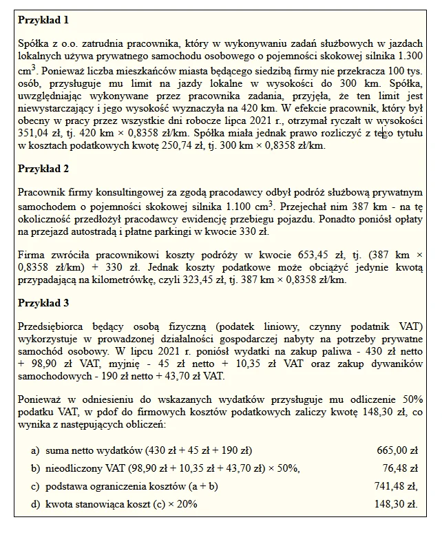 Prywatny samochód w firmie 