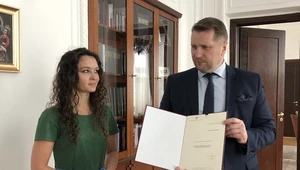 Minister Przemysław Czarnek i Justyna Orłowska