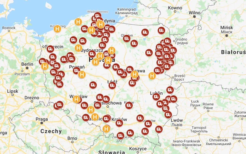 Interaktywna mapa protestu ratowników medycznych Interaktywna mapa protestu ratowników medycznych
