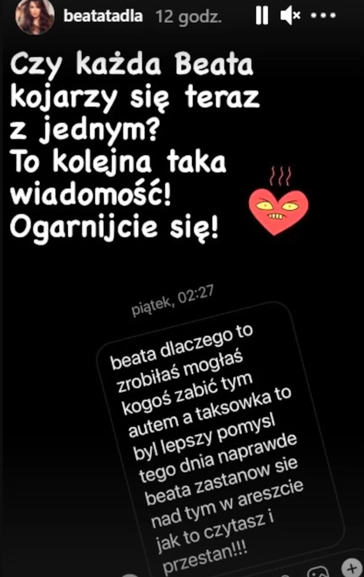 wpis Beaty Tadli, fot. https://www.instagram.com/beatatadla/ wpis Beaty Tadli, fot. https://www.instagram.com/beatatadla/