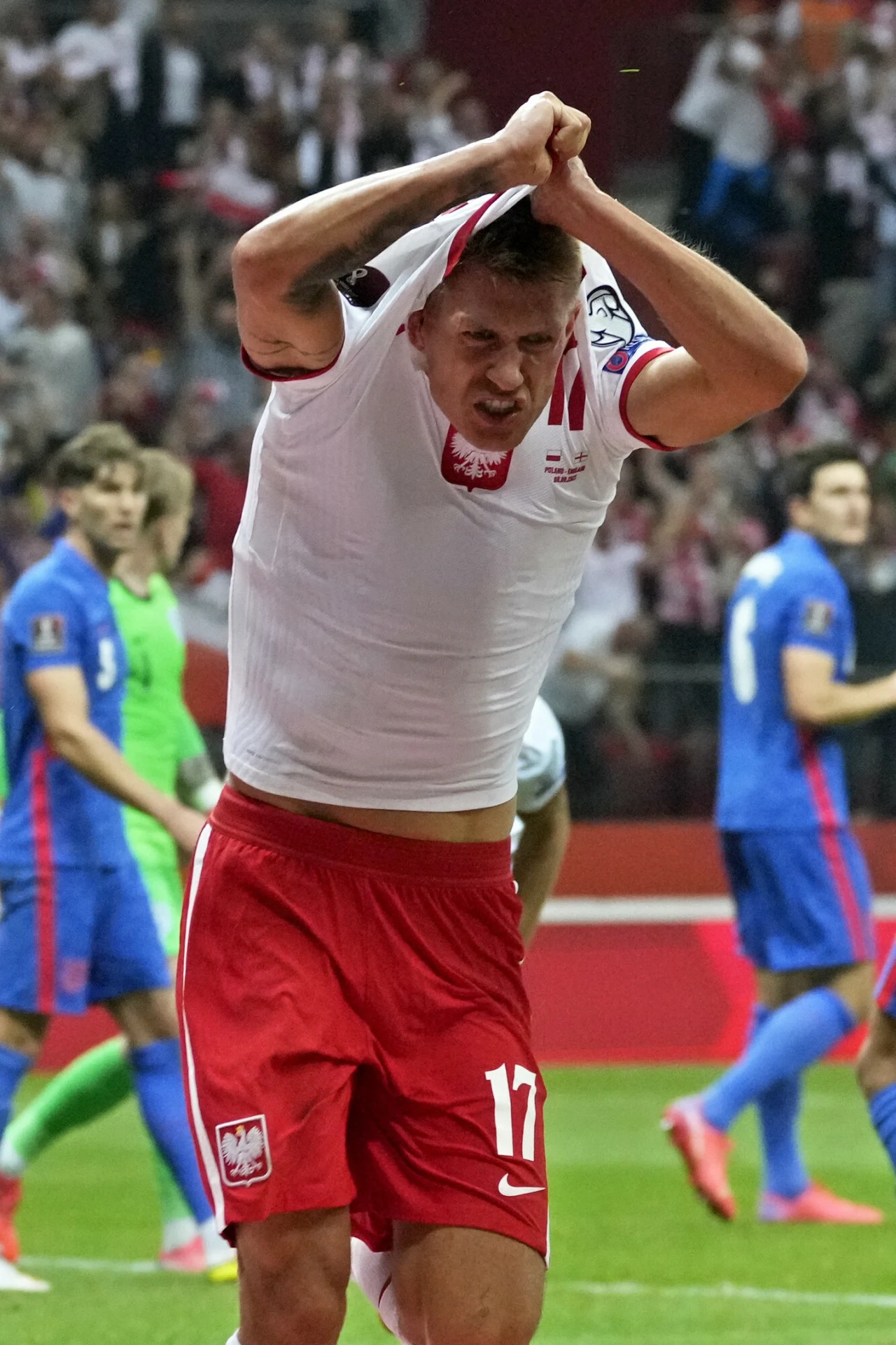 Damian Szymański po strzeleniu gola Anglii