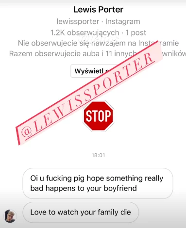 Marta Glik opublikowała hejt na swoim instastory Marta Glik opublikowała hejt na swoim instastory