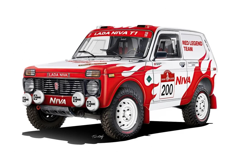 Łada Niva z 1984 roku w barwach NIVA RED LEGEND TEAM