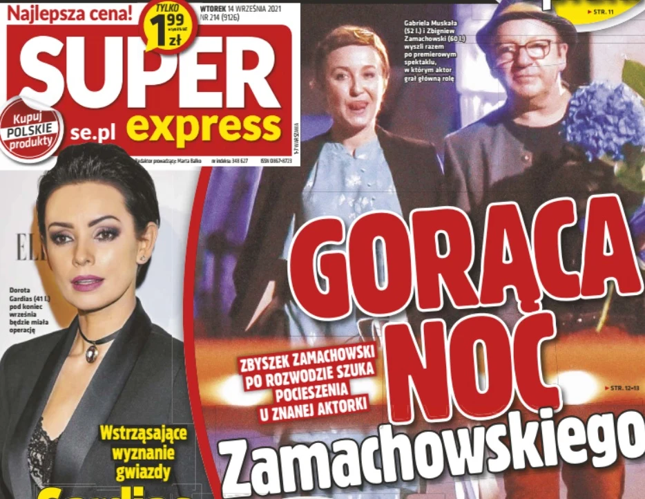 Zbigniew Zamachowski i Gabriela Muskała na okładce "Super Expressu"