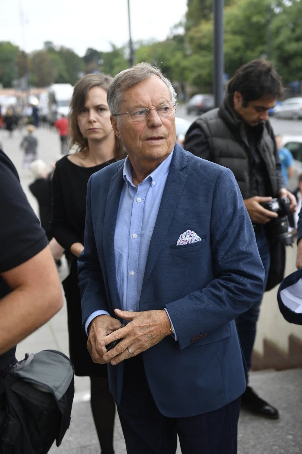 Stefan Friedmann na pogrzebie Wiesława Gołasa.