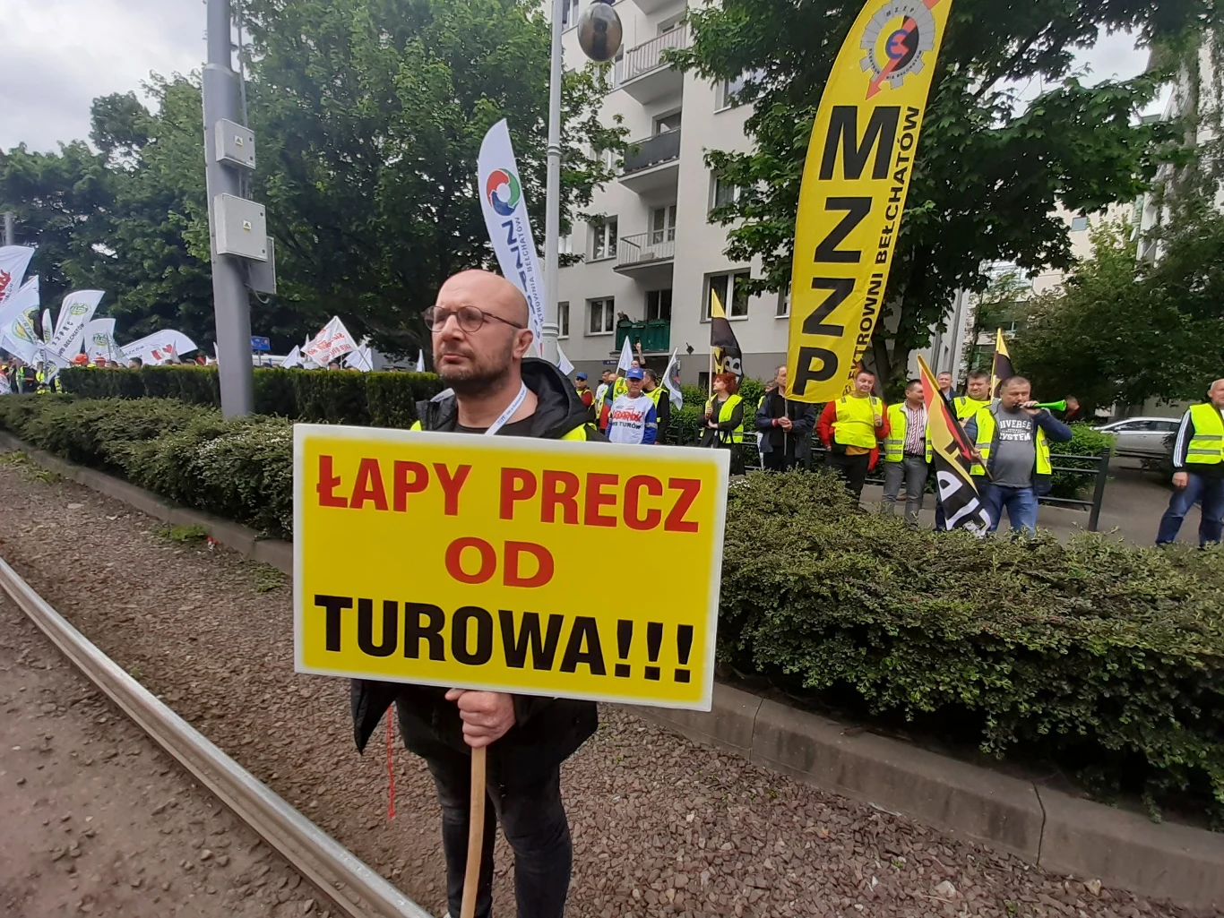 Protest górników z kopalni Turów Protest górników z kopalni Turów