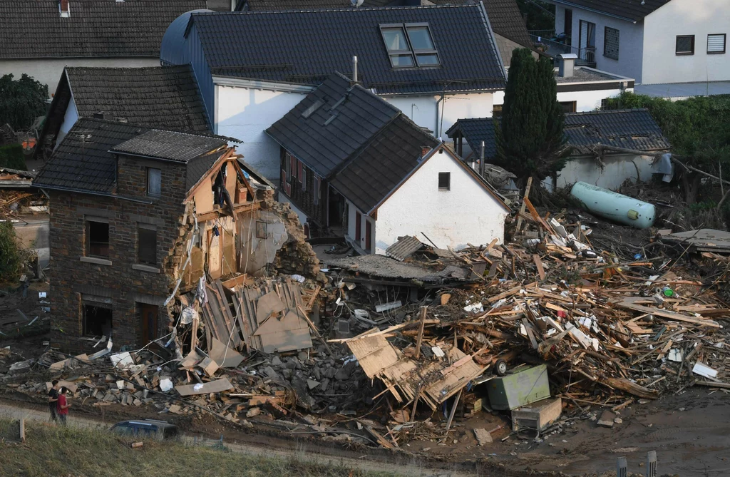 Zniszczony przez powodzie dom w Niemczech.