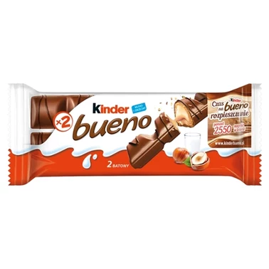 Kinder Bueno Wafel w mlecznej czekoladzie wypełniony mleczno-orzechowym nadzieniem 43 g (2 sztuki) - 2