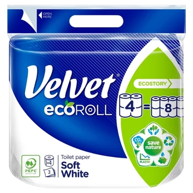 Velvet ecoRoll Soft White Papier toaletowy 4 rolki - 4