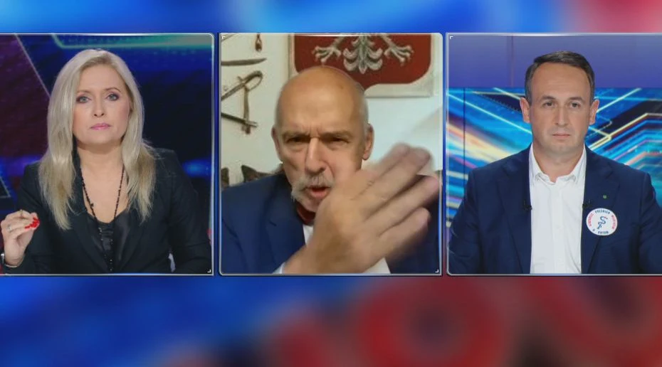 Agnieszka Gozdyra, Janusz Korwin-Mikke i Dariusz Klimczak w "Debacie Dnia" Agnieszka Gozdyra, Janusz Korwin-Mikke i Dariusz Klimczak w "Debacie Dnia"