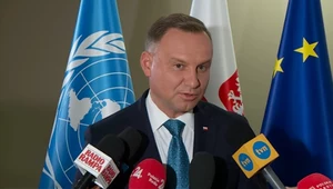 Prezydent Andrzej Duda podczas briefingu w Nowym Jorku 