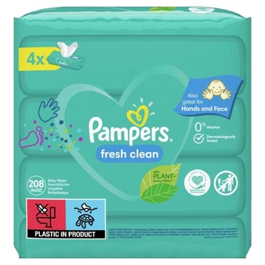 Pampers Fresh Clean Baby Wipes 4 Packs = 208 Wipes - 7