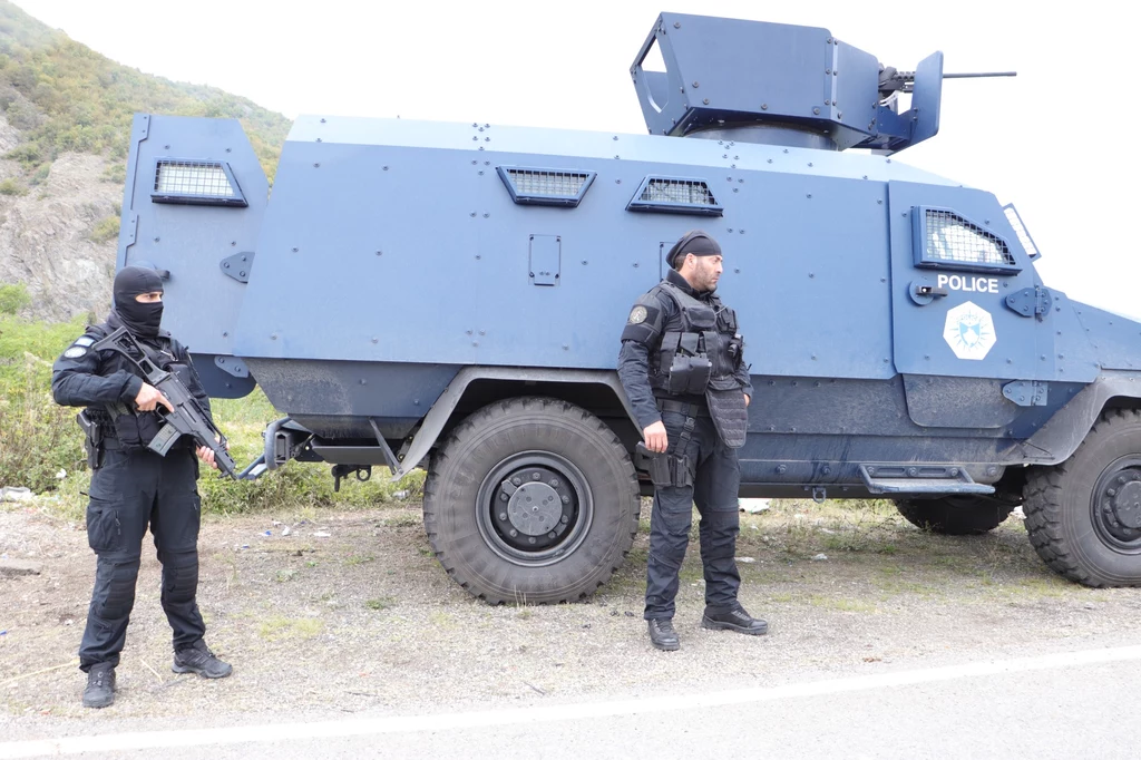 Jednostka specjalna policji Kosowa pilnująca porządku na granicy z Serbią