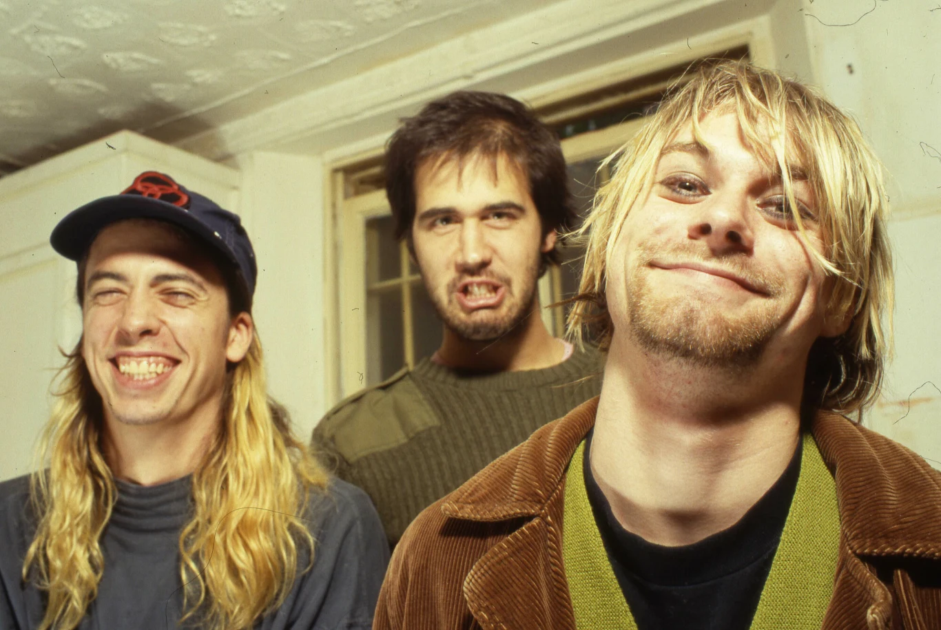 Dave Grohl, Krist Novoselic, Kurt Cobain w 1992 roku podczas promowania "Nevermind"