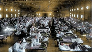 Chorzy na grypę hiszpankę w Camp Funston, 1918 rok