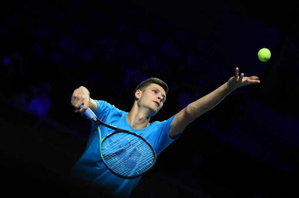 Hubert Hurkacz podczas turnieju w Metz Hubert Hurkacz podczas turnieju w Metz