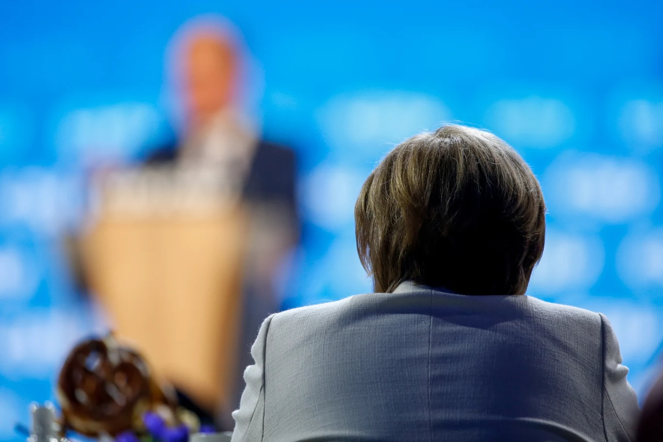 Kanclerz Angela Merkel podczas wiecu przedwyborczego CDU. Kanclerz Angela Merkel podczas wiecu przedwyborczego CDU.