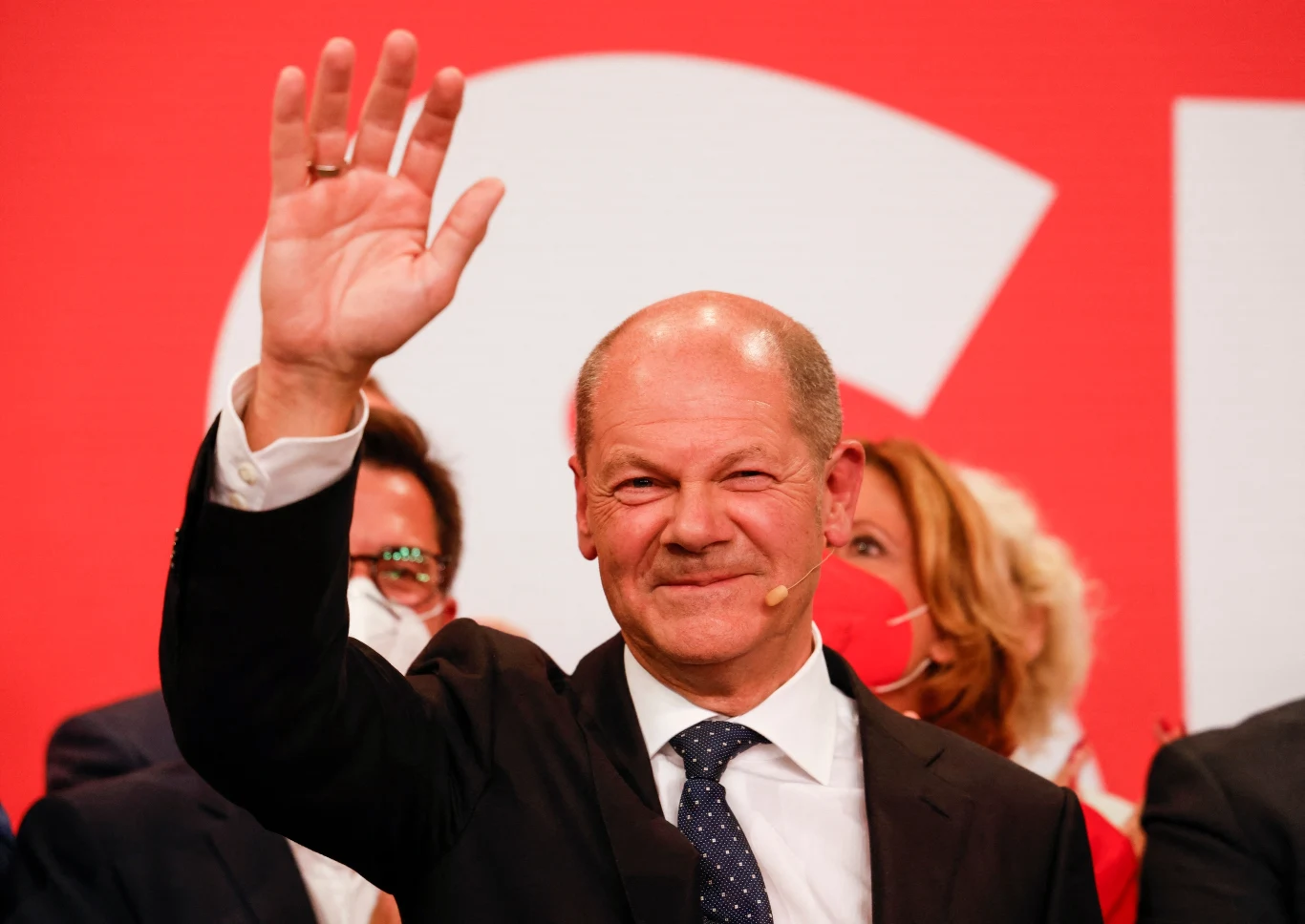 Olaf Scholz podczas wieczoru wyborczego