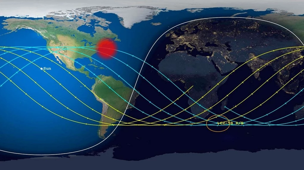 Kawałek chińskiej rakiety Długi Marsz 5B spadł do oceanu, niedaleko Nowego Jorku