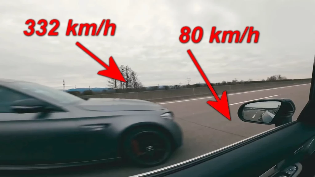 Zobacz przejazd autostradą 330 km/h z perspektywy innego samochodu [WIDEO]