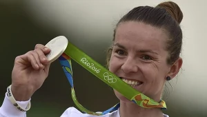 Maja Włoszczowska na podium igrzysk w Rio de Janeiro (2016)
