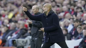Pep Guardiola podczas meczu z Liverpoolem