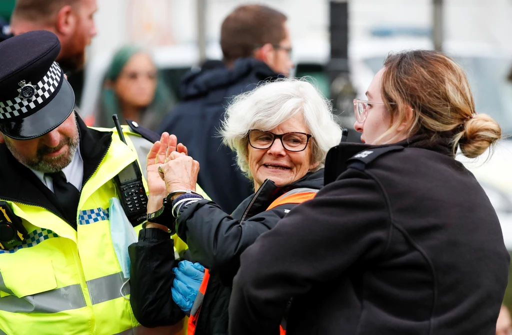 Aresztowania podczas protestu na obwodnicy Londynu. Fot. Peter Cziborra 
