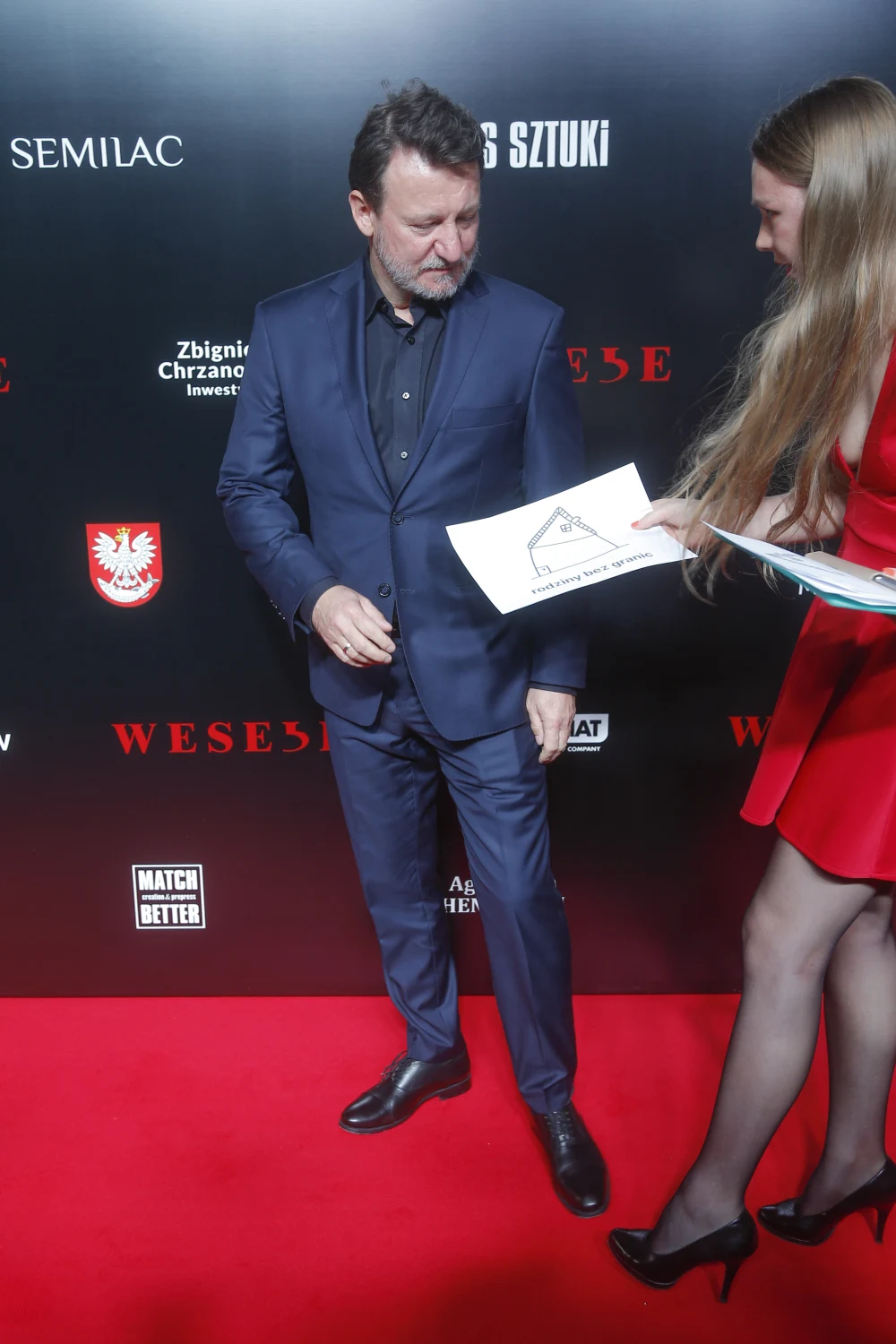 Robert Więckiewicz i Maja Staśko na premierze filmu "Wesele", 2021