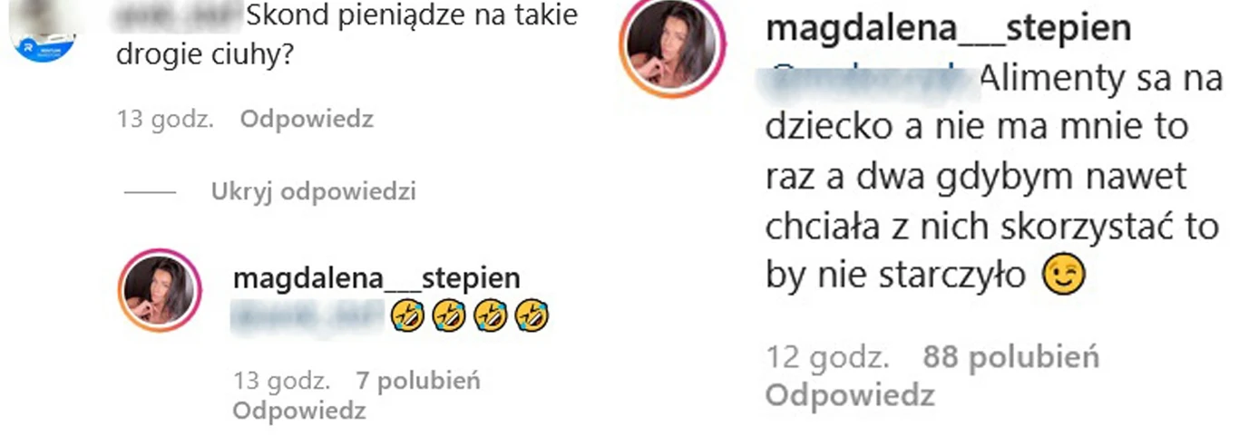 Magdalena Stępień o alimentach Magdalena Stępień o alimentach