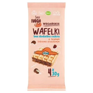 Super Fudgio Wegańskie wafelki bez dodatku cukru z kremem kakaowo-orzechowym 120 g (4 x 30 g) - 1