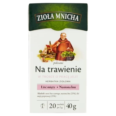 Zioła Mnicha Herbatka ziołowa na trawienie 40 g (20 x 2 g) - 0