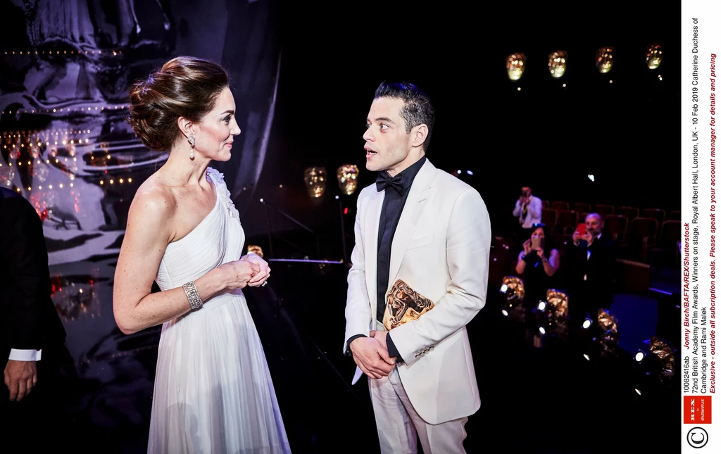 Księżna Kate i Rami Malek podczas gali rozdana nagród BAFTA