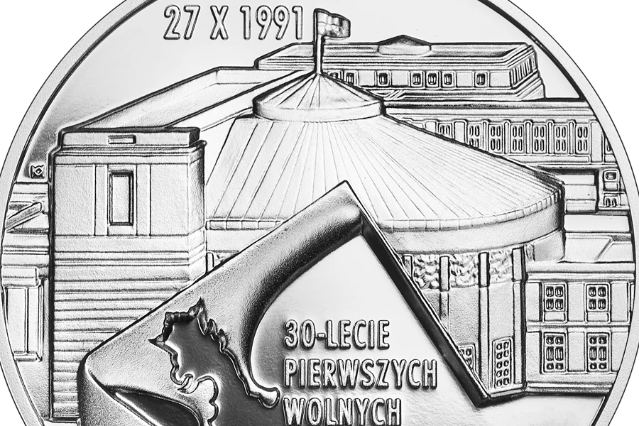 Moneta kolekcjonerska NBP: 30-lecie pierwszych wolnych wyborów parlamentarnych, 10 zł, detal rewersu