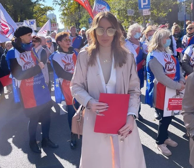 Marianna Schreiber na strajku nauczycieli Marianna Schreiber na strajku nauczycieli
