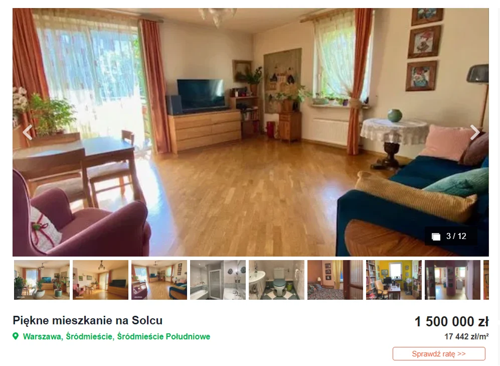 Mieszkanie Doroty Zawadzkiej na sprzedaż