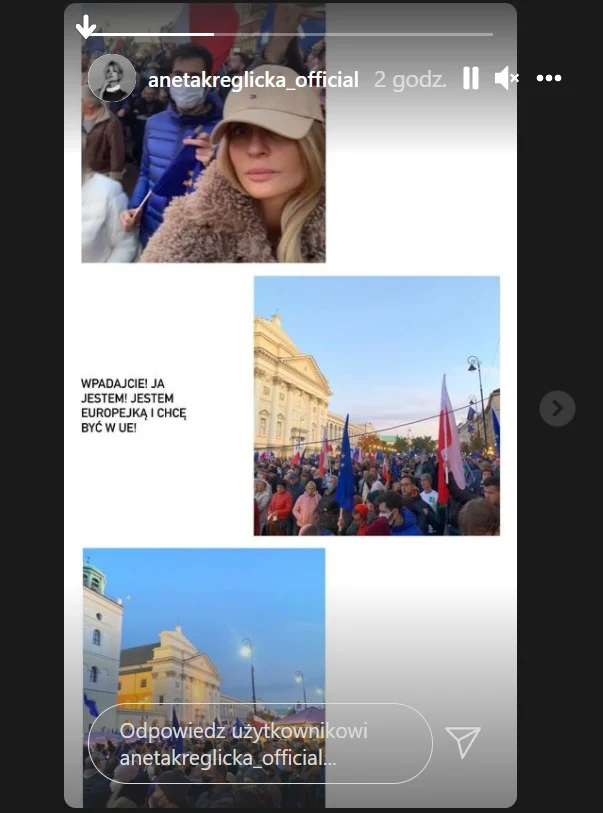 Aneta Kręglicka na manifestacji /https://www.instagram.com/anetakreglicka_official//