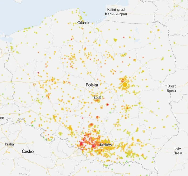 Stan jakości powietrza z godz. 9:30 Stan jakości powietrza z godz. 9:30