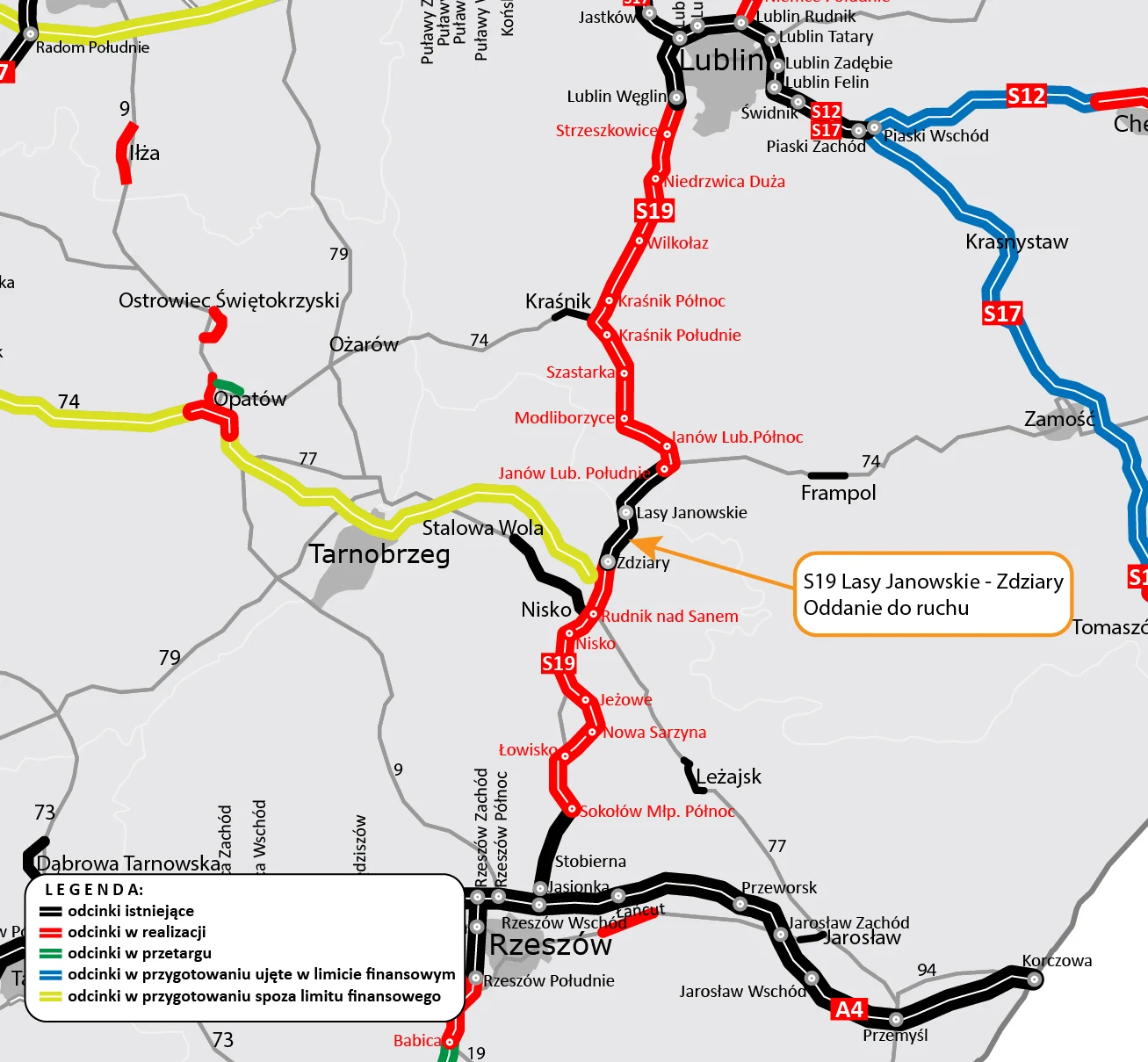 Nowy odcinek S19 ma 9,5 kilometra długości Nowy odcinek S19 ma 9,5 kilometra długości