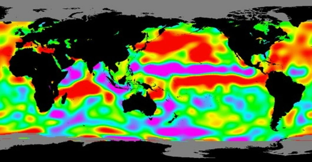 Na powyższej grafice widać, które rejony świata zmagają się z El Nino. Kolor fioletowy to miejsca, gdzie jest ono najsilniejsze