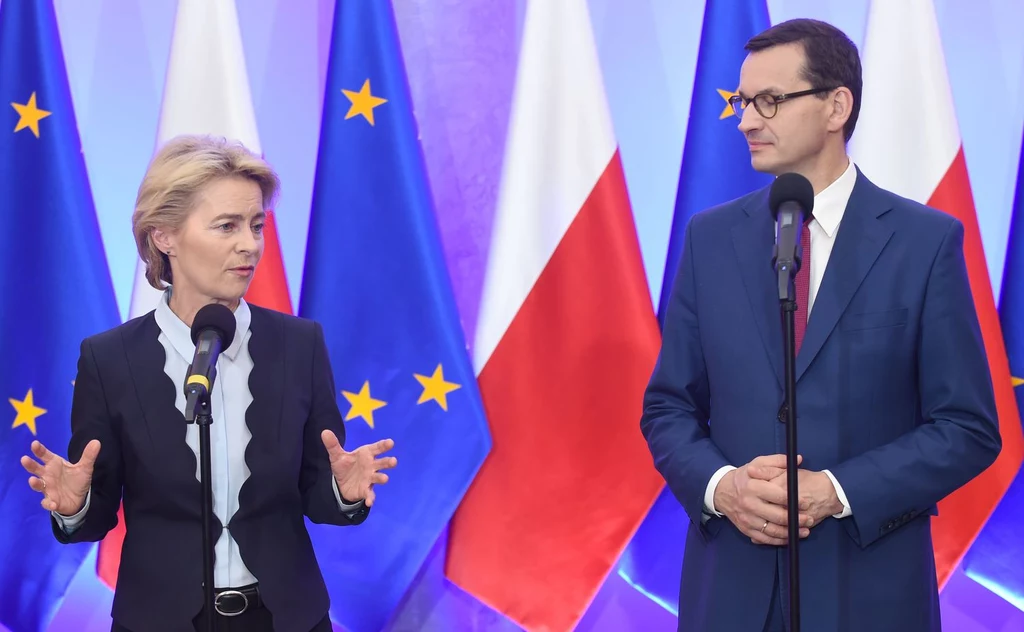 Szefowa Komisji Europejskiej Ursula von der Leyen i premier Mateusz Morawiecki Szefowa Komisji Europejskiej Ursula von der Leyen i premier Mateusz Morawiecki