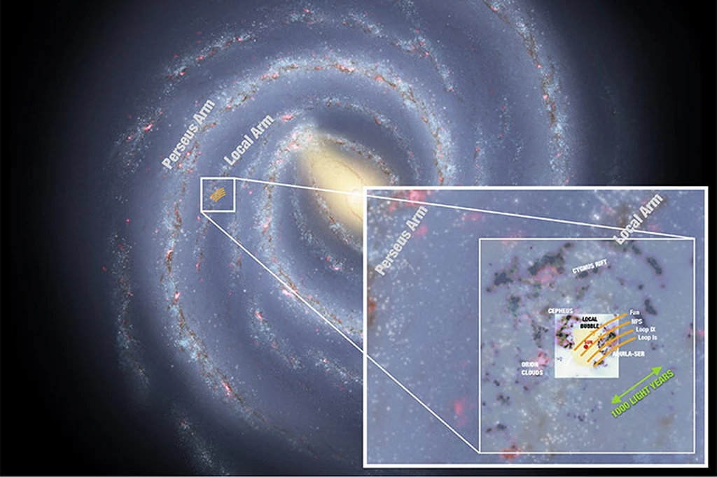 Struktury mają kształt lin o długości 1000 lat świetlnych / NASA/JPL-Caltech/R. Hurt/SSC/Caltech/Jennifer West