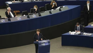 Europosłanka Beata Szydło (C) podczas posiedzenia Parlamentu Europejskiego w Strasburgu