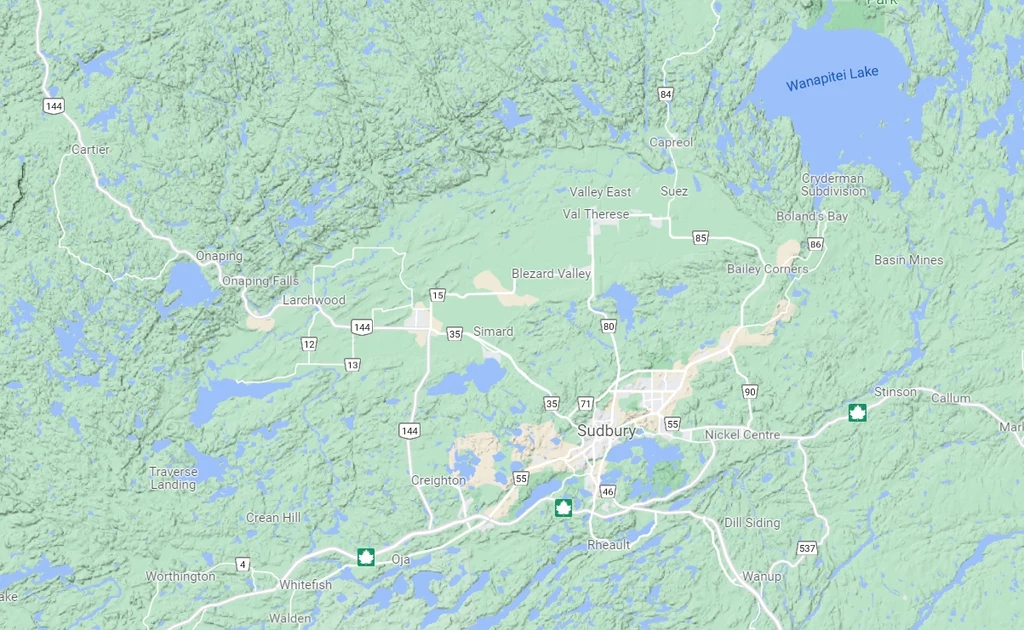 Krater Sudbury / Google Maps