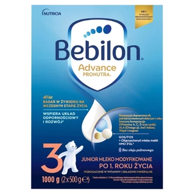 Bebilon 3 Advance Pronutra Junior Formuła na bazie mleka po 1. roku życia 1000 g (2 x 500 g) - 1