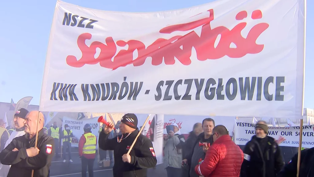 Protest górników z Turowa w Luksemburgu