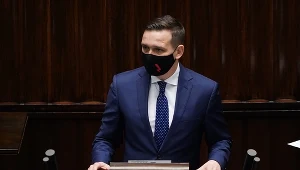 Michał Jaros podczas wystąpienia w Sejmie 